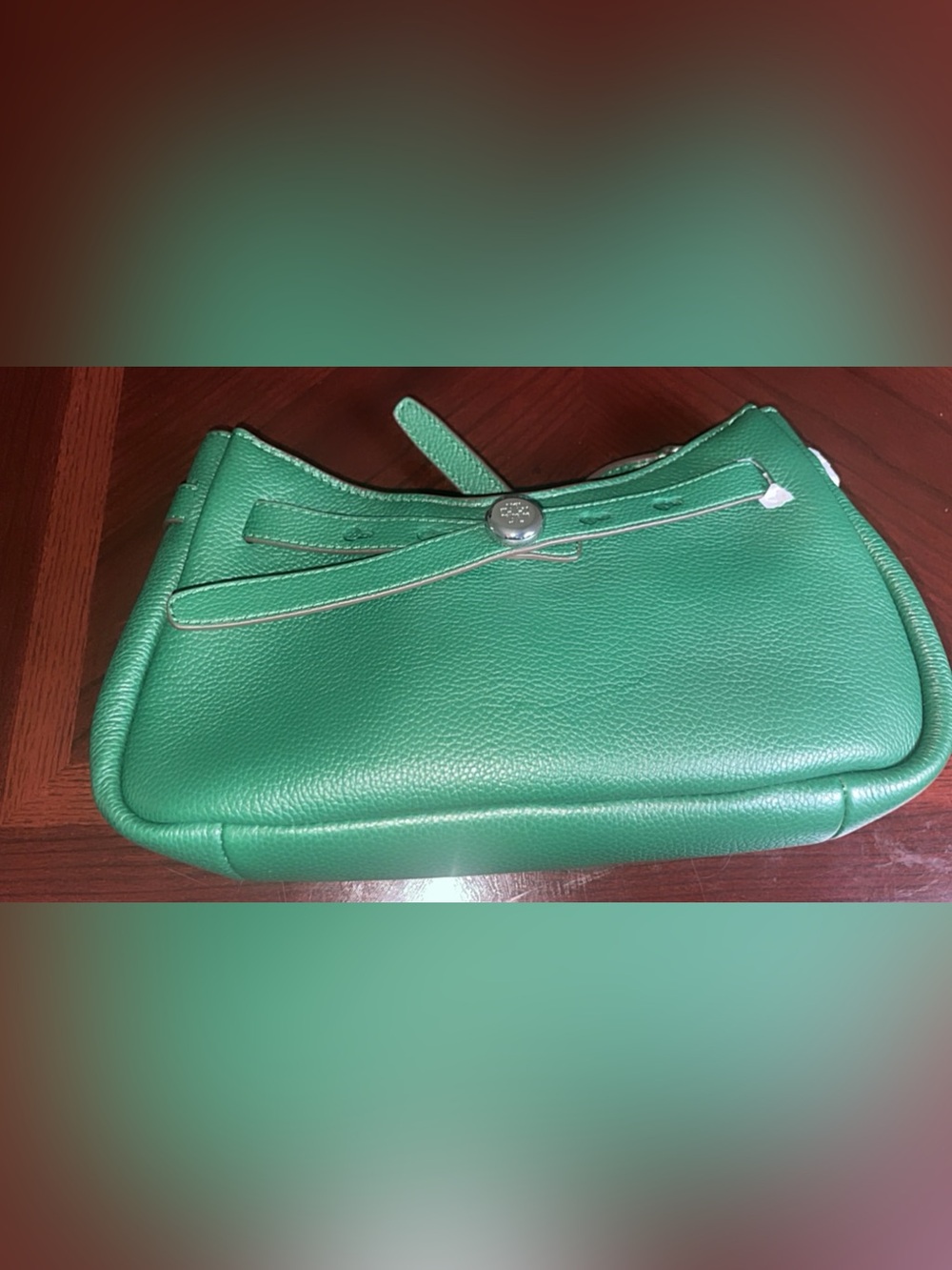 Tory Burch Emerald Green Pebbled Leather Shoulder Bag